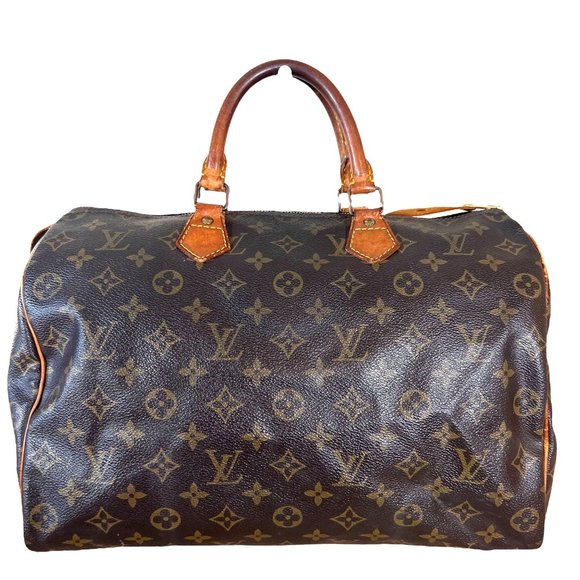 Authentic Louis Vuitton Satchel Bag Speedy 35 Monogram Used LV Handbag Vintage - Picture 1 of 14